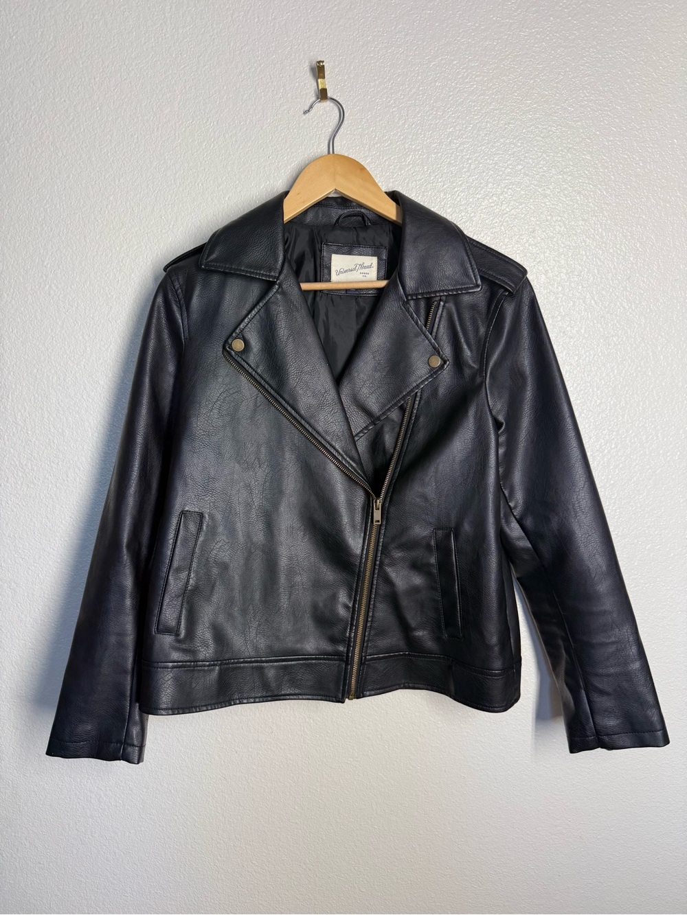 Universal Thread Black Faux Leather Asymmetrical Moto Jacket